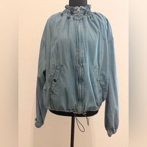 Isabel Marant Étoile Plume 100% Cotton Jacket | Light Blue Drawstring Zip